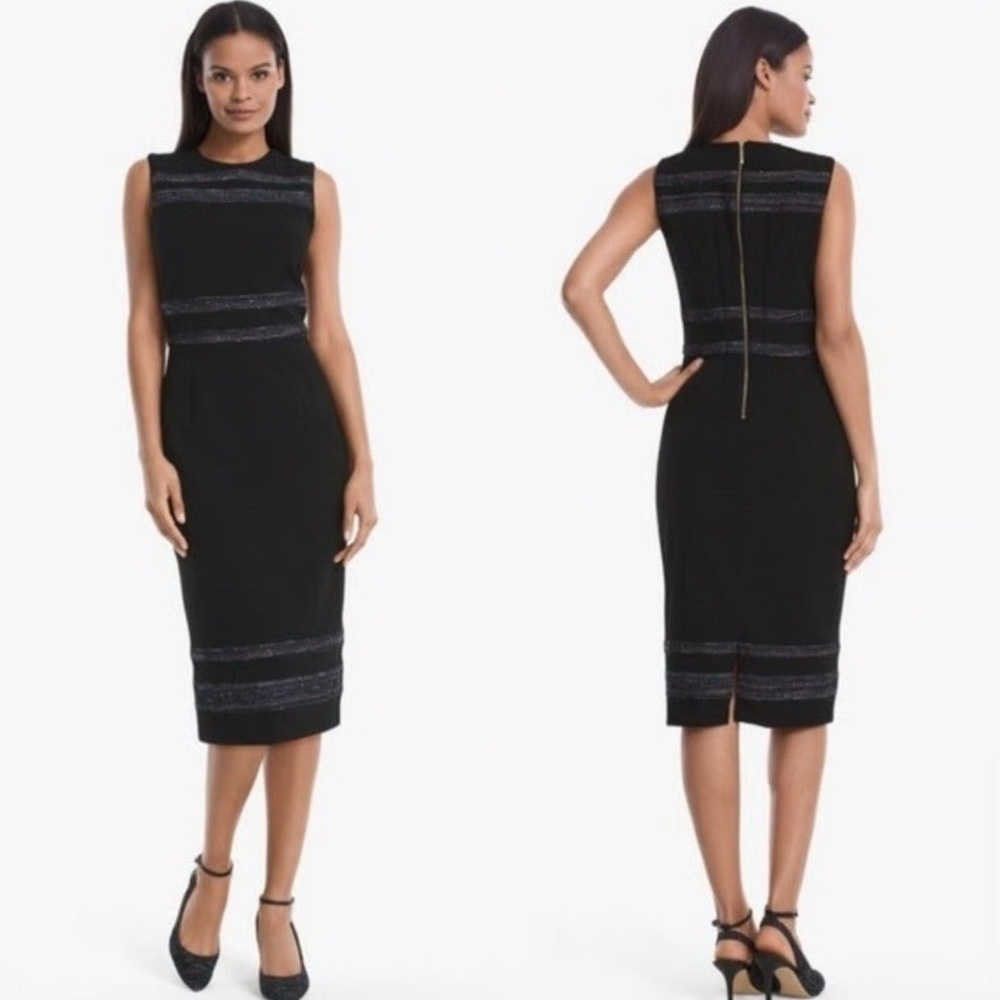 White House Black Market Tweed Combo Sheath Dress Sleeveless